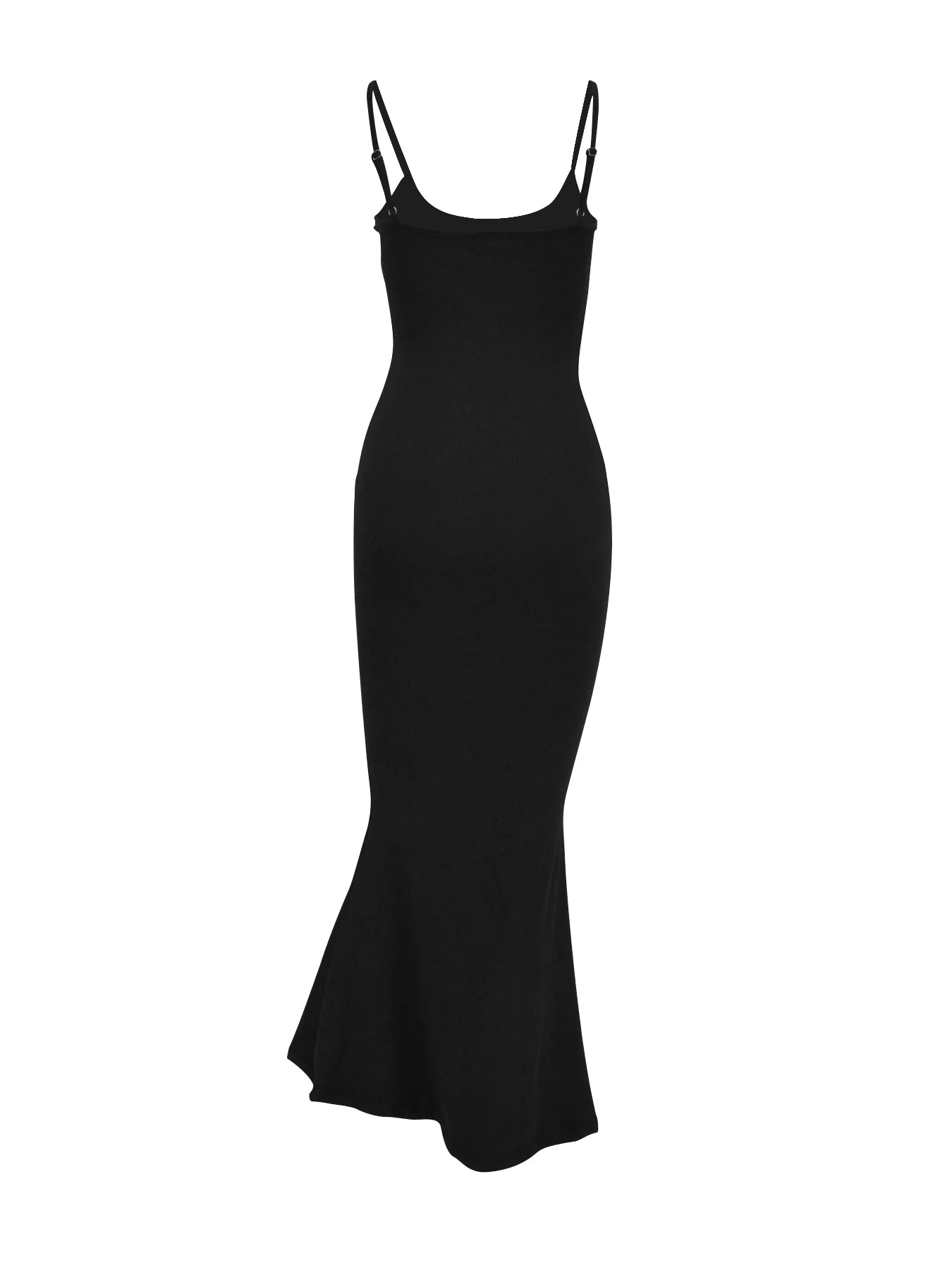 Vestido largo sin mangas negro – Espalda descubierta con diseño de hombros al aire y corte elegante y ajustado.