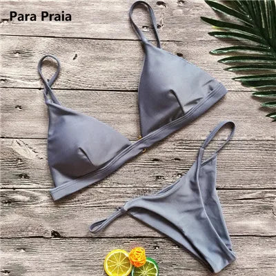 Push-Up Bikini Set – Zweiteiliges Low-Waist Halter-Design in 9 Farben