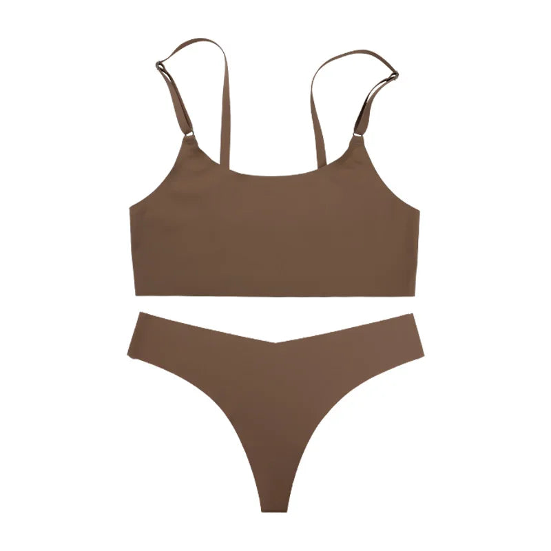 Nahtloses Ice-Silk Wäscheset – Bequemer, drahtloser BH & Slip im modernen Design