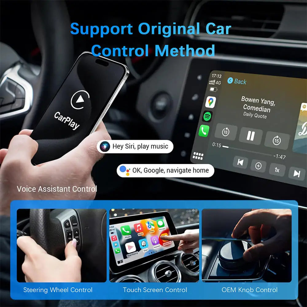 Kabelloser CarPlay & Android Auto Adapter – Mini-Box, Plug-and-Play, schnelle Verbindung per WLAN, passend für Toyota & mehr.