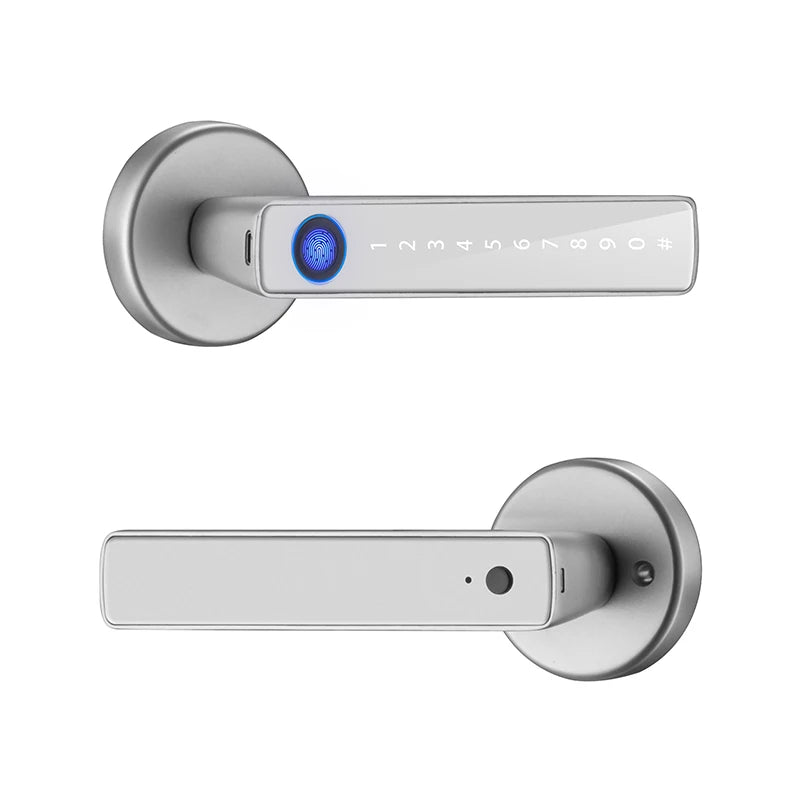 Smart door lock with fingerprint sensor & keypad – keyless, secure, and controllable via Tuya app for your smart home.