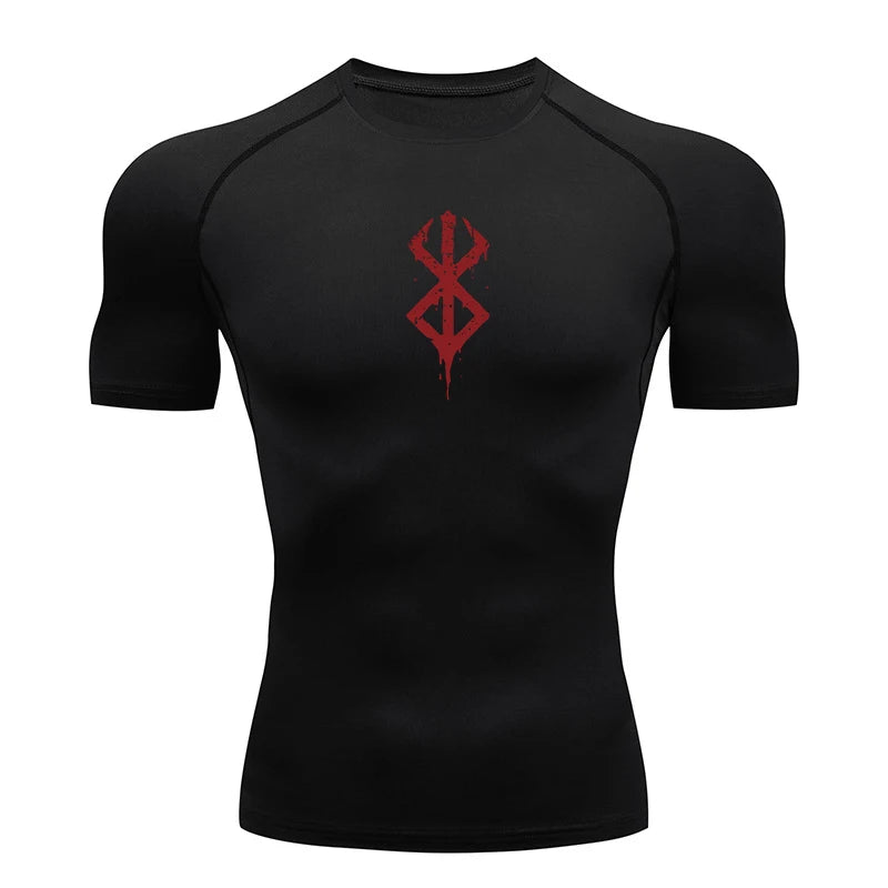 Kompressionsshirt mit Print und kurzen Ärmeln – schnelltrocknend, atmungsaktiv und perfekt für Gym, Training oder als Baselayer.