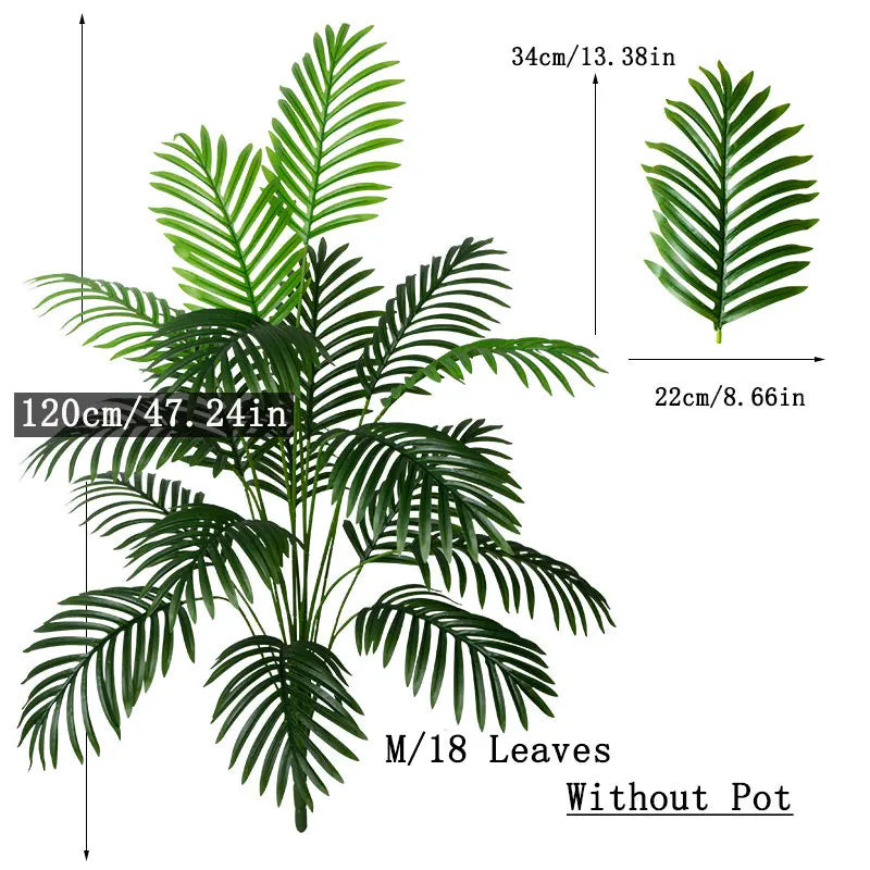 Große Künstliche Palme 90–120 cm – Tropische Deko-Pflanze mit Monstera-Blättern für Zuhause und Garten