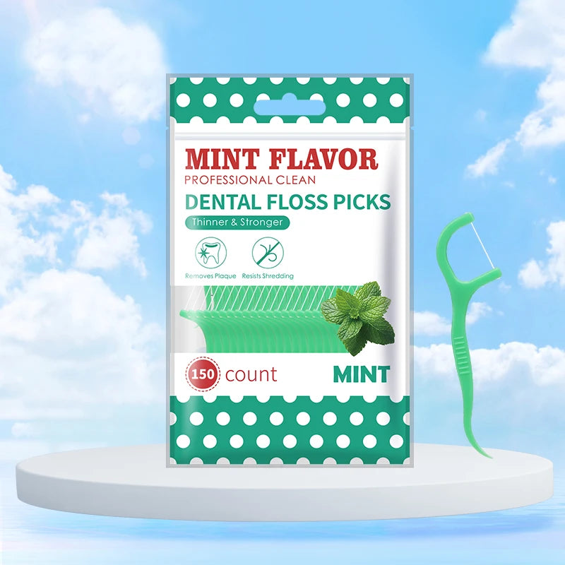 Minz-Zahnseide-Sticks – einzeln verwendbar, hygienisch & ideal für die gründliche Zahnzwischenraumreinigung zu Hause oder unterwegs.
