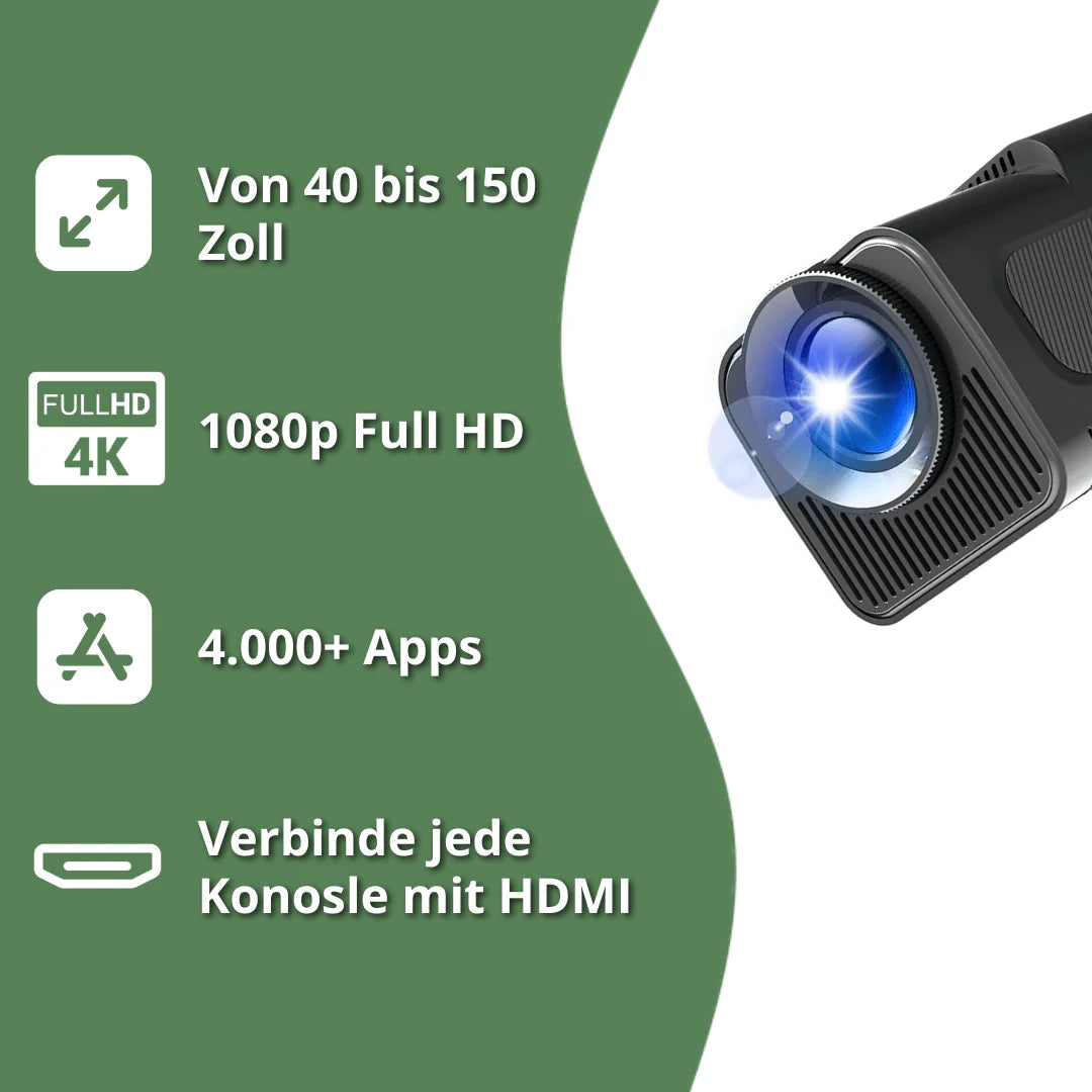 LUMEO ULTRA - Projektor mit nativer 1080P & 4K-Unterstützung – Android 11, 390 ANSI Lumen, Dual WiFi 6 & BT 5.0, ideal für Heimkino & Outdoor