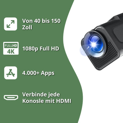 LUMEO ULTRA - Projektor mit nativer 1080P & 4K-Unterstützung – Android 11, 390 ANSI Lumen, Dual WiFi 6 & BT 5.0, ideal für Heimkino & Outdoor
