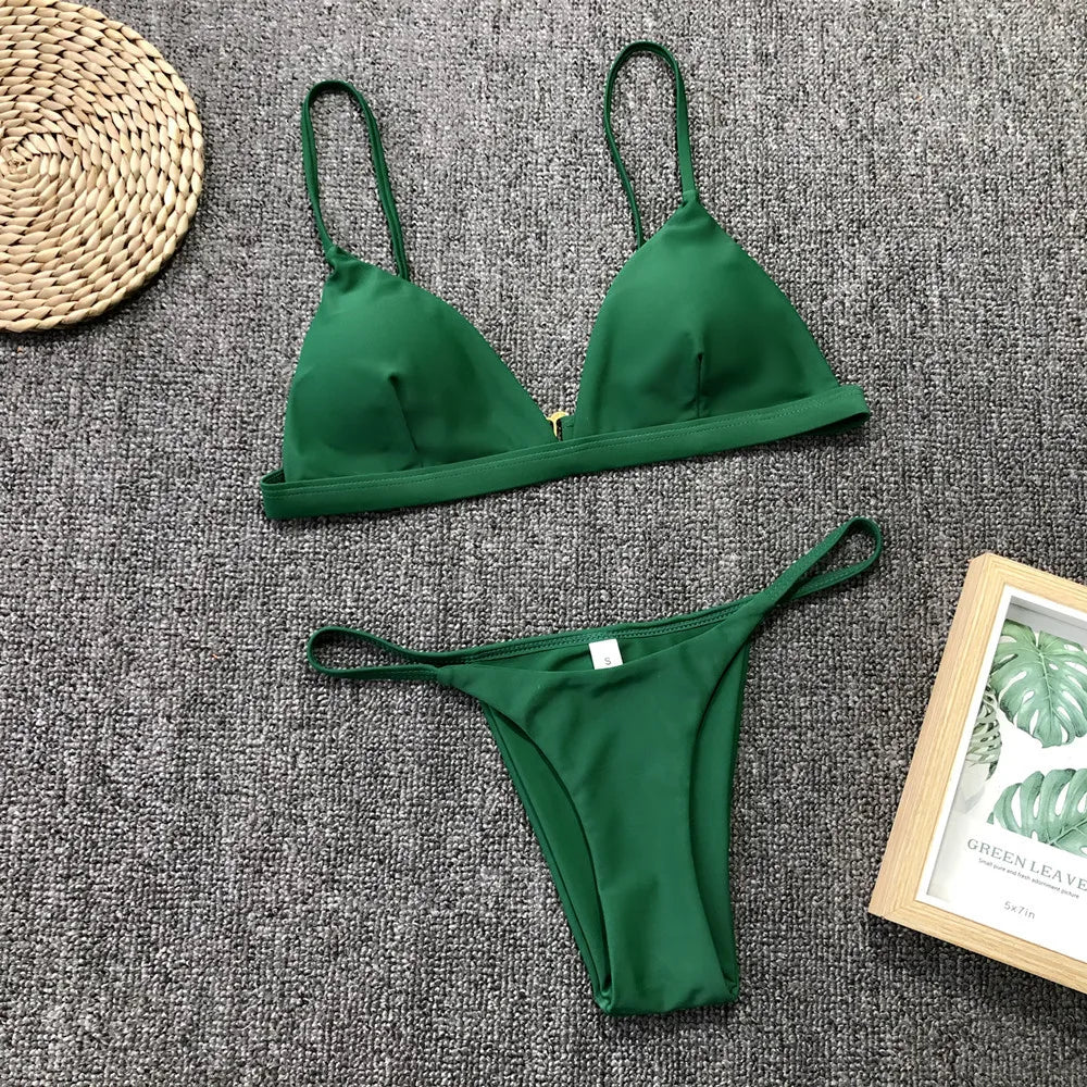 Push-Up Bikini Set – Zweiteiliges Low-Waist Halter-Design in 9 Farben
