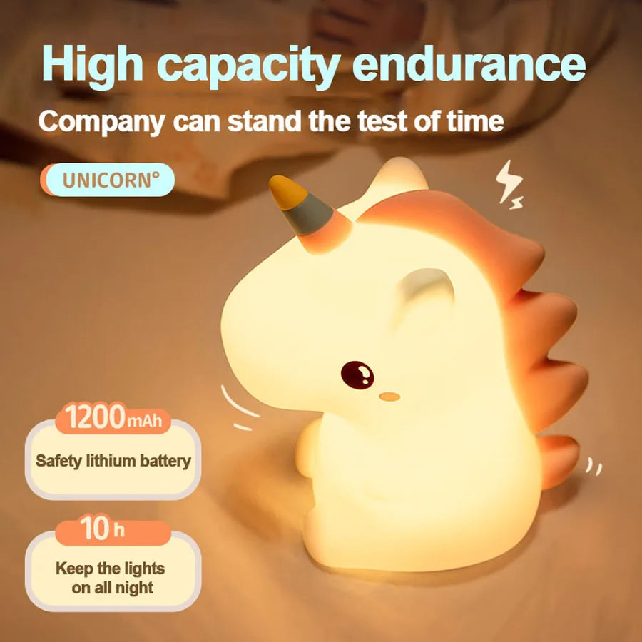 Einhorn Nachtlicht mit LED und Touch – wiederaufladbar, weich und ideal fürs Kinderzimmer