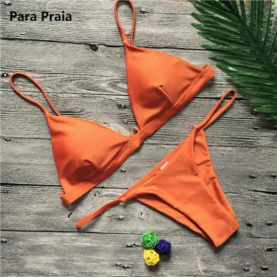 Push-Up Bikini Set – Zweiteiliges Low-Waist Halter-Design in 9 Farben