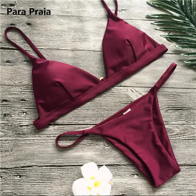 Push-Up Bikini Set – Zweiteiliges Low-Waist Halter-Design in 9 Farben