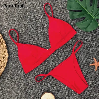 Push-Up Bikini Set – Zweiteiliges Low-Waist Halter-Design in 9 Farben