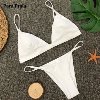 Push-Up Bikini Set – Zweiteiliges Low-Waist Halter-Design in 9 Farben