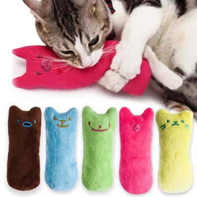 Interaktives Katzenminze-Spielzeug aus Plüsch – mit Beißfunktion & Sound, ideal zum Kauen, Spielen und zur Zahnpflege bei Katzen.