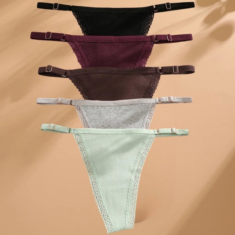 5er-Pack Baumwoll-Tangas – Bequeme, verstellbare Unterwäsche im T-Back-Design