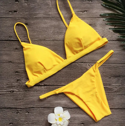 Push-Up Bikini Set – Zweiteiliges Low-Waist Halter-Design in 9 Farben