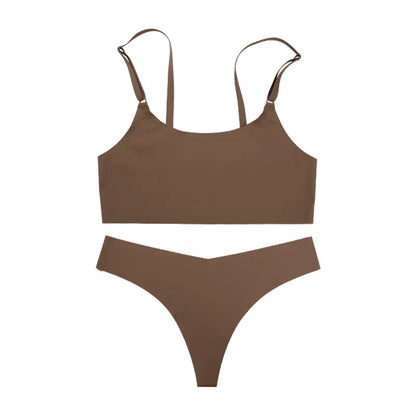 Nahtloses Ice-Silk Wäscheset – Bequemer, drahtloser BH & Slip im modernen Design
