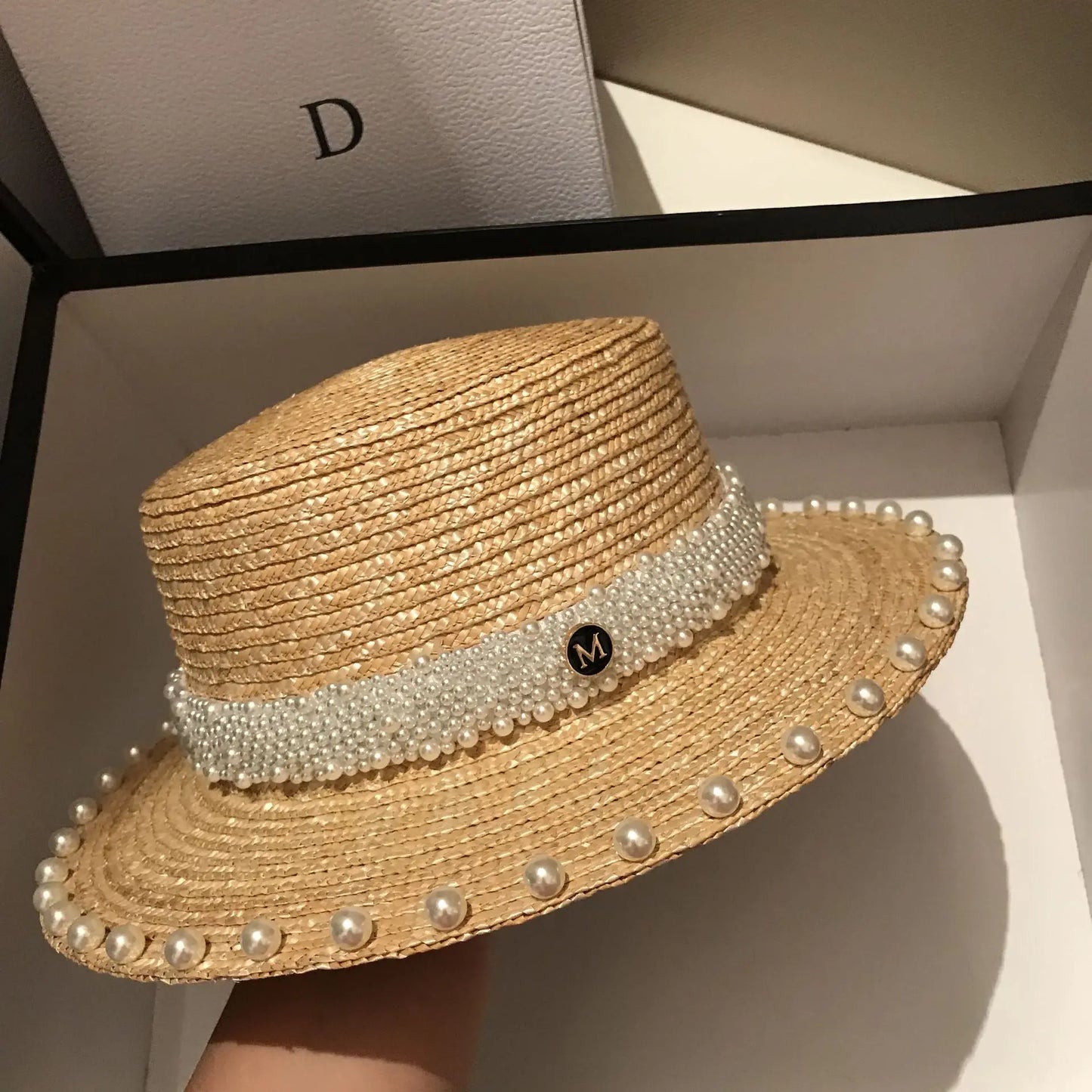 2024 Summer Straw Hat Beach Hat Women's Seaside Sun Hat Vacation Bow Ribbon Flat Top Big Brim Straw Hat