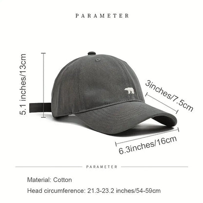 Baseball Cap mit Bären-Stickerei – atmungsaktiv, verstellbar und mit UV-Schutz für jeden Tag.