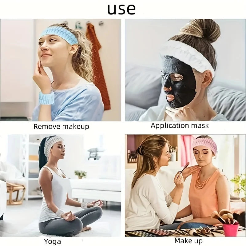 Coral Velvet Facial High-elastic Makeup Hairband Face Wash Wristband Set - Face Wash, Facial Mask, Skin Care