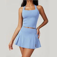 2-teiliges Tennis-Set mit Crop-Top & Minirock mit Schlitz – sportlich, figurbetont und ideal für Tennis, Golf oder Workout.