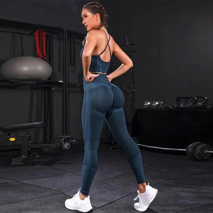 Nahtloses Yoga-Set – 2-teiliges Sport-Outfit mit High-Waist-Leggings für Fitness und Training