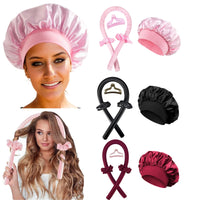 Satin-Lockenband-Set mit Haube – hitzefrei, weich und ideal für schonende Locken über Nacht ohne Stylingstress.