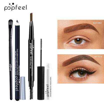 POPFEEL Eye Make-up Set mit Lidschattenpalette, Eyeliner, Mascara & Brauenstift – praktisches Komplett-Set, perfekt als Geschenk für Make-up-Fans.