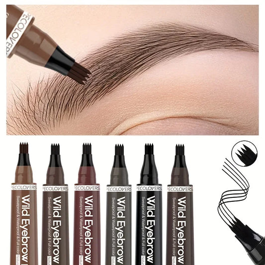 Wasserfester Augenbrauenstift mit 4-Zack-Spitze – für präzise, natürliche Härchenzeichnung in 6 Farben, ideal für langanhaltendes Brauen-Make-up.