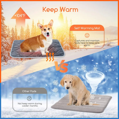 Tapis pour animaux auto-chauffant – Tapis chauffant lavable et antidérapant pour petits et moyens chiens et chats