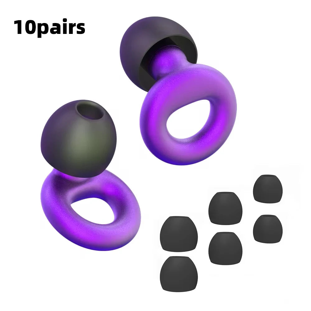 Bouchons d'oreilles en silicone avec réduction de bruit – insonorisés, confortables et idéaux pour nager, dormir ou pour un repos ininterrompu.