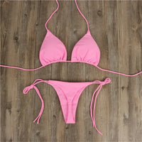 Bandage-Bikini Set – Zweiteiliges Thong-Design in Pink