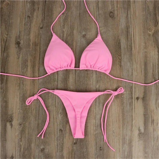 Bandage-Bikini Set – Zweiteiliges Thong-Design in Pink