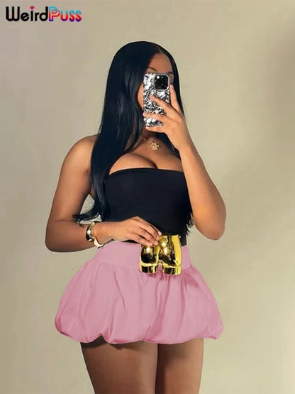 Ballon-Minirock – Trendiger Y2K-Rock mit Taillenbund im ausgefallenen Streetwear-Stil