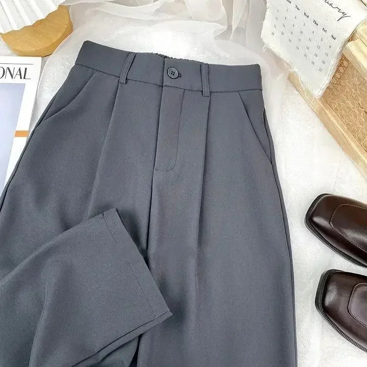 Pantalon harem taille haute noir – Pantalon de loisirs élastique pour le bureau et le quotidien