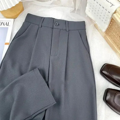 Pantalon harem taille haute noir – Pantalon de loisirs élastique pour le bureau et le quotidien
