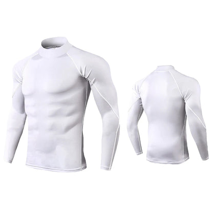 Schnelltrocknendes Kompressionsshirt mit Rollkragen und langen Ärmeln – figurbetont, atmungsaktiv und ideal für Sport oder Alltag.