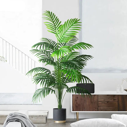 Große Künstliche Palme 90–120 cm – Tropische Deko-Pflanze mit Monstera-Blättern für Zuhause und Garten