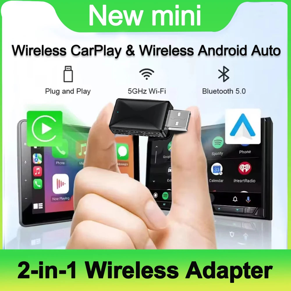 Kabelloser CarPlay & Android Auto Adapter – Mini-Box, Plug-and-Play, schnelle Verbindung per WLAN, passend für Toyota & mehr.