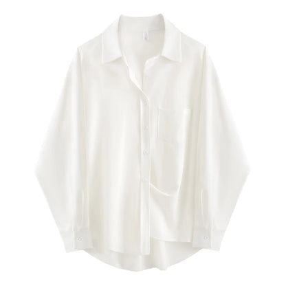 Oversize Basic Shirt – Weißes Langarmhemd im minimalistischen Design mit Knopfleiste und lockerem Schnitt