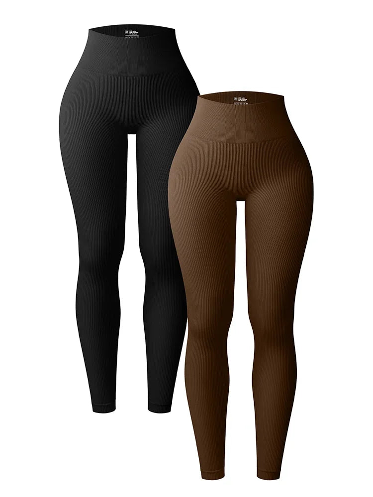 Nahtlose Sportleggings – Hochtailliert mit figurformendem Design und elastischem Rippmaterial