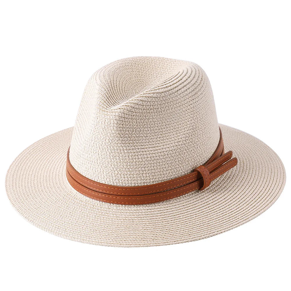 Großer Panama-Strohhut mit breiter Krempe – unisex, luftig und ideal für Sommer, Strand & UV-Schutz mit stilvollem Fedora-Design.