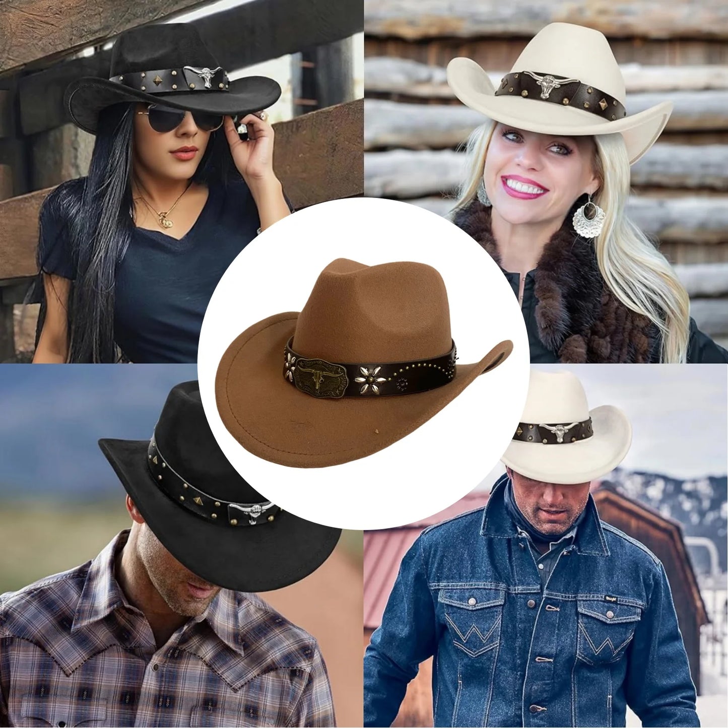 Western Cowboyhut im Retro-Stil mit breiter Krempe – stylisch und luftig für sonnige Tage.