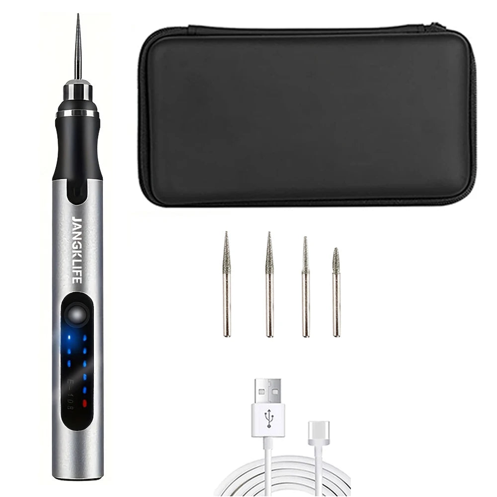 Kabelloses USB-Rotationswerkzeug-Set – kompakter Gravurstift für Holz, Metall, Glas & Schmuck, ideal für präzises DIY & Handwerk.
