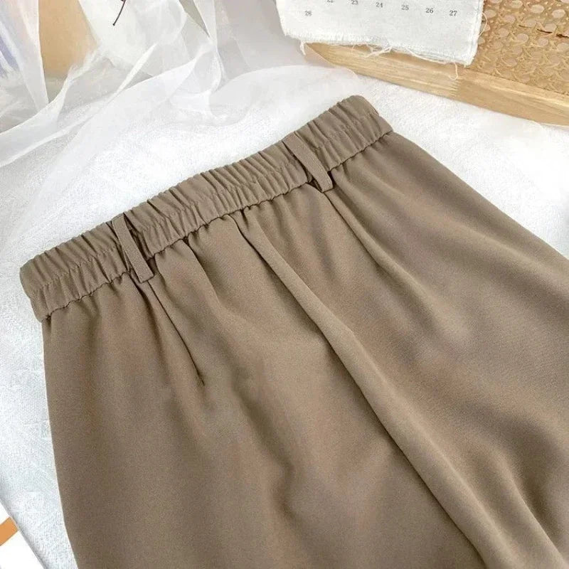 Pantalon harem taille haute noir – Pantalon de loisirs élastique pour le bureau et le quotidien