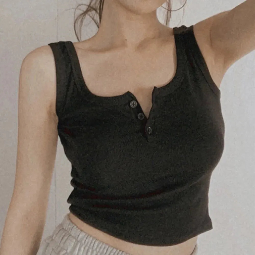 Rippstrick-Tanktop – Ärmelloses Top mit Knopfleiste im schlichten, trendigen Design