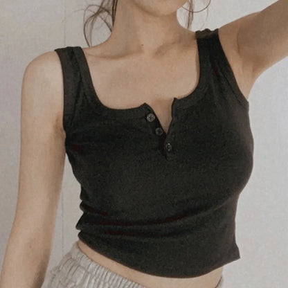 Rippstrick-Tanktop – Ärmelloses Top mit Knopfleiste im schlichten, trendigen Design