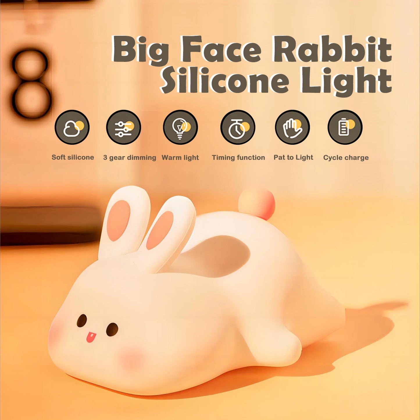 Nachtlicht Hase mit LED – dimmbar, USB-aufladbar und ideal fürs Einschlafen im Kinderzimmer