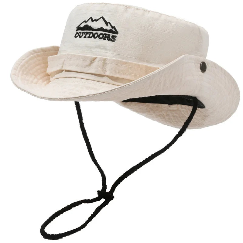 Summer Men Bucket Hat Outdoor UV Protection Wide Brim Breathable Panama Hunting Hiking Caps Fisherman Hats Beach Sunscreen Cap