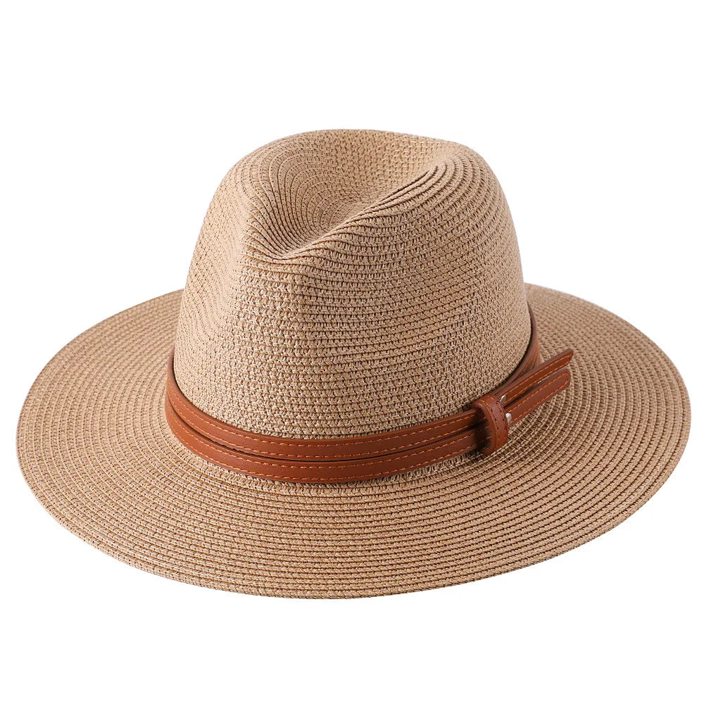 Großer Panama-Strohhut mit breiter Krempe – unisex, luftig und ideal für Sommer, Strand & UV-Schutz mit stilvollem Fedora-Design.