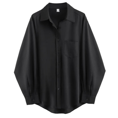Oversize Basic Shirt – Weißes Langarmhemd im minimalistischen Design mit Knopfleiste und lockerem Schnitt